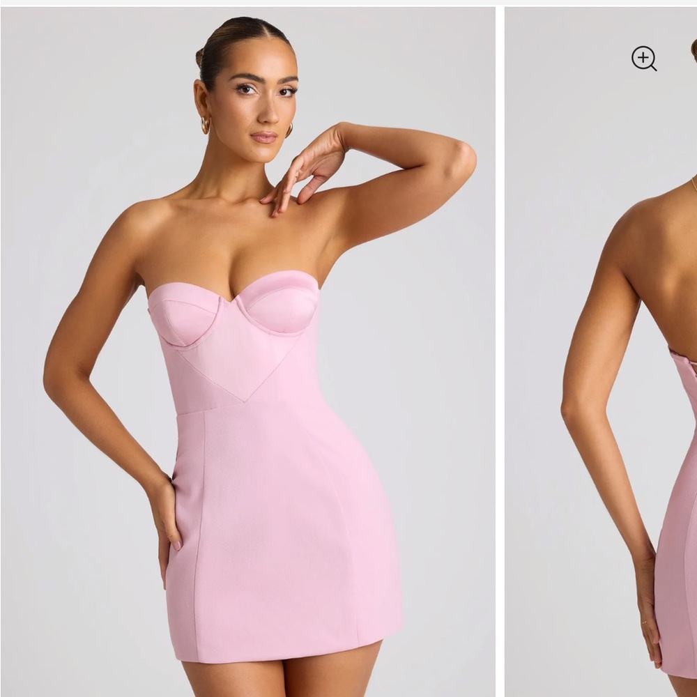 Oh Polly Pink Strapless Bodycon Dress
